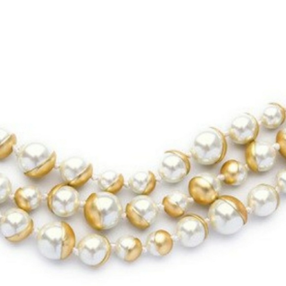 Classic Pearl Link Triple Strand Bib Necklace - Picture 3 of 3